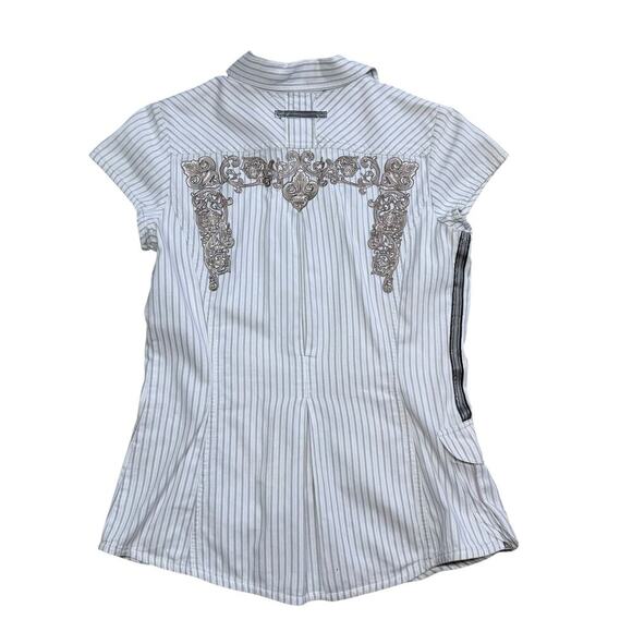 3J Workshop Johnny Was Button Front Embroidered Cargo Pocket Shirt Small - Picture 6 of 13